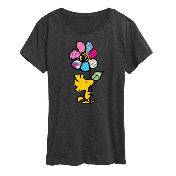 Peanuts - Woodstock With Flower And Pattern - Women's Short Sleeve Graphic T-Shirt