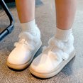 thumbnail image 2 of Fleece Lined Casual Shoes for Girls Kids Waterproof Non Slip Winter Warm Loafers Wide Toe Box Slip On Dress Shoes White Size 13.5 Little Child, 2 of 6