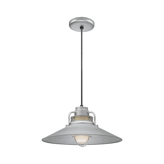 RRRC18-GA Millennium Lighting R Series - 1 Light Cord Hung Railroad Pendant-10 Inch Tall and 18 Inch Wide-Galvanized Finish -Traditional