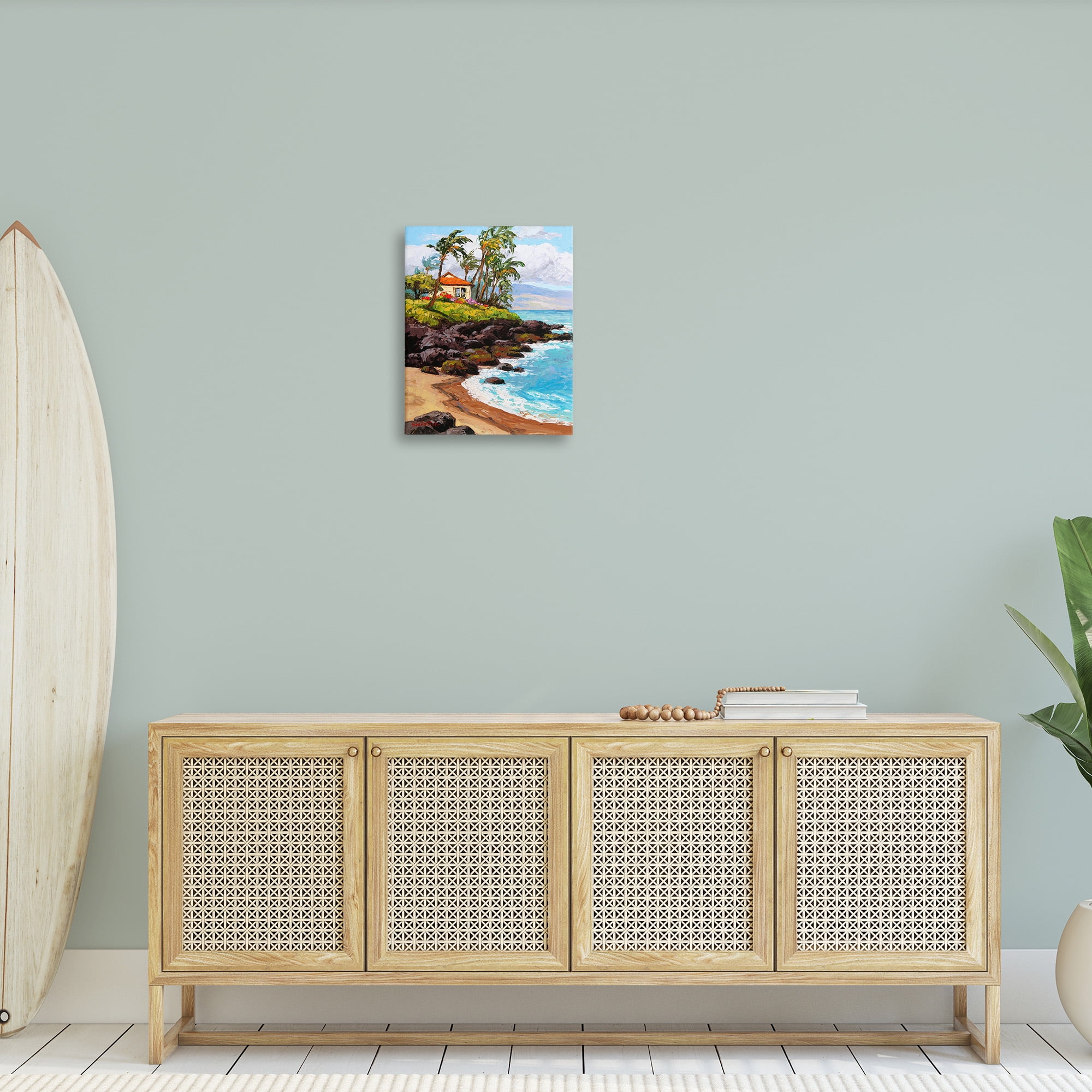 Stupell Industries Tropical Cottage Cove Landscape Painting Gallery Wrapped Canvas Art Print Wall Art, 16 x 20