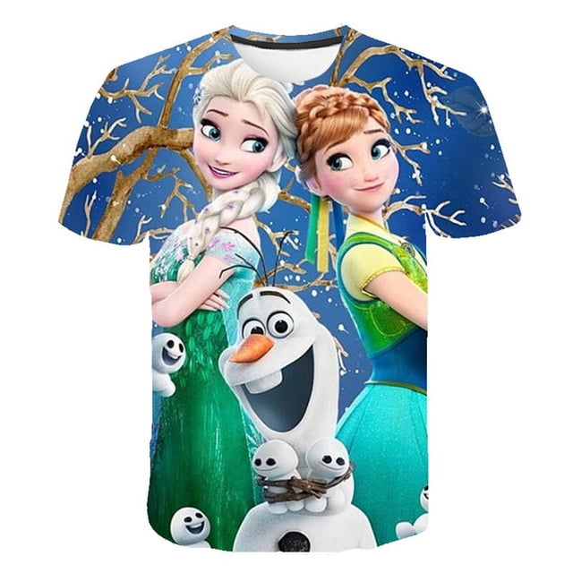 Camiseta para niños de Anna Elsa, camisetas para niños y niñas, camisetas para niños y bebés, camisetas de dibujos animados para niños pequeños, ropa corta de 4 a 14 años y 5 años Gao Jinjia LED