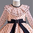 thumbnail image 2 of Girls Retro Polka Dot Dress Long Sleeve Wedding Princess Maxi Boho Dress 3-9 Year, 2 of 5