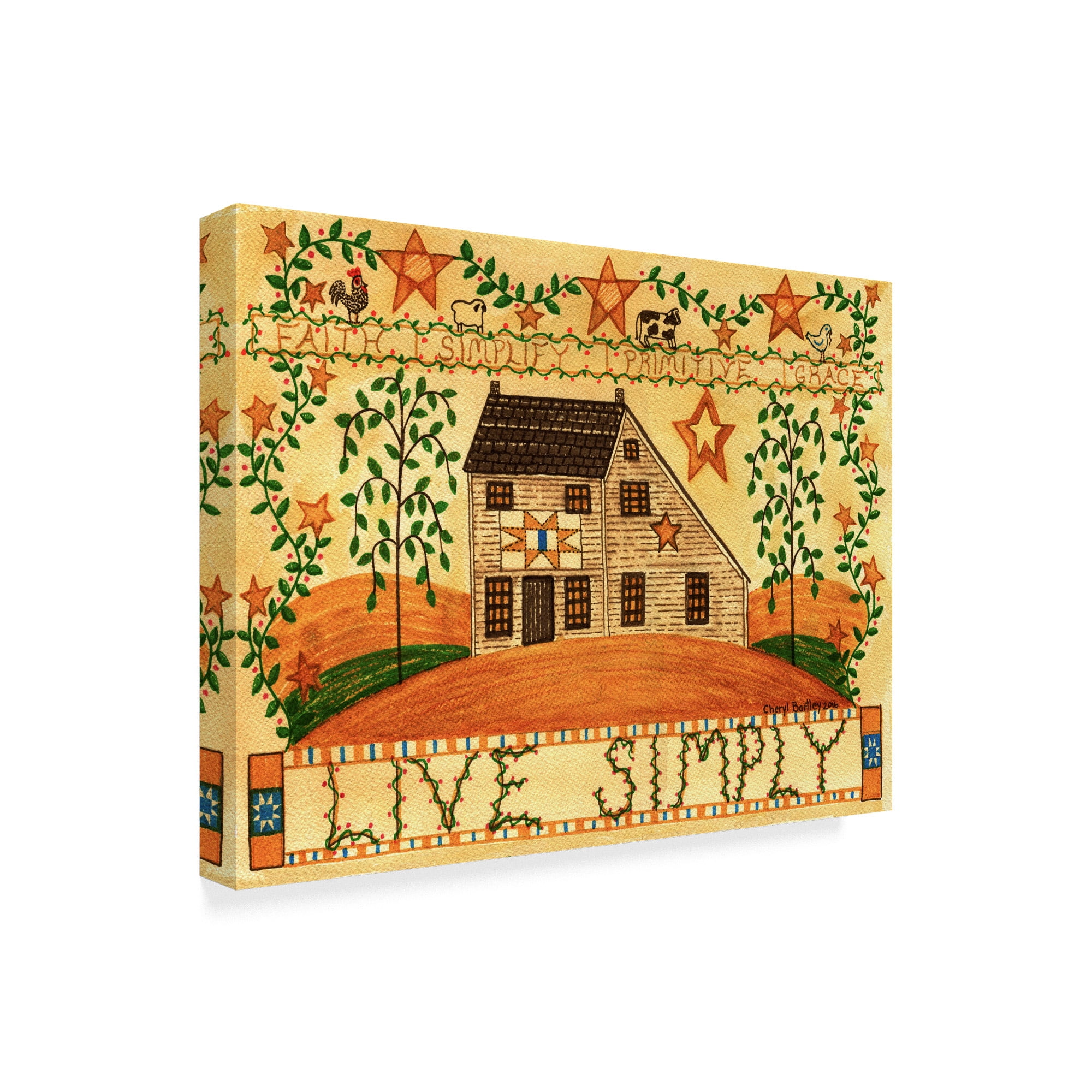Trademark Fine Art 'Live Simply Folk Art' Canvas Art by Cheryl Bartley