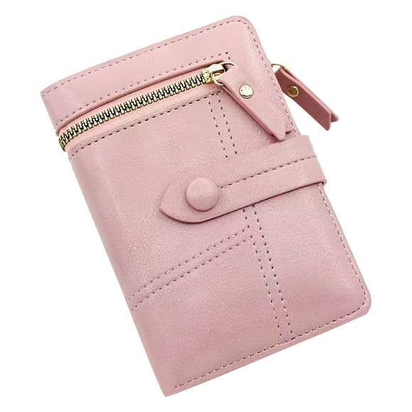 Bmisegm Women Wallet Fashionable New Pattern Simple Solid Color Zipper Practical Wallet Lightweight Wallet Photo Insert Pink One Size