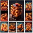 thumbnail image 2 of Póster de waffles, pollo frito y maíz para sala de estar, cocina, lienzo, pintura, arte, decoración del hogar, decoración de pared, imagen, carteles, mural, 2 of 5