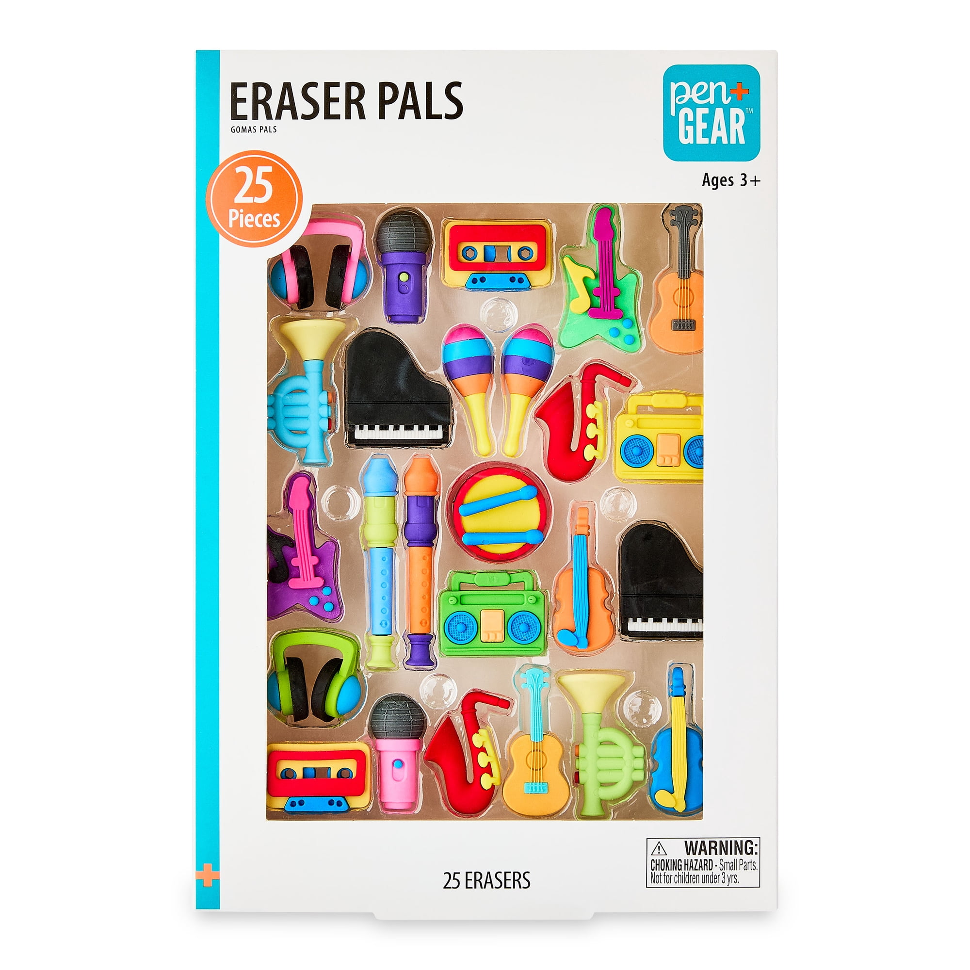 Pen+Gear Eraser Pals, Musical Instruments Designs, 25 Count