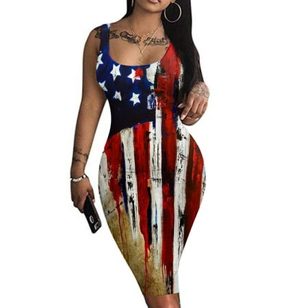 

Hvyesh 4th of July Dresses Women Plus Size Summer Midi Dress Boho Pattern Crew Neck Sundresses Comfortable Sleeveless Tunic Dresses 2023 Yellow