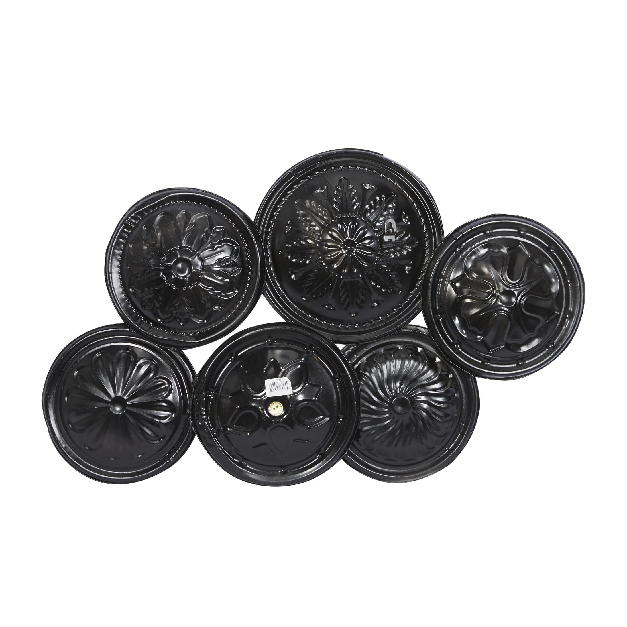 DecMode Rustic Metal Multi Colored Round Plates with Flower Petal Design Wall Decor, 31"W x 19"H