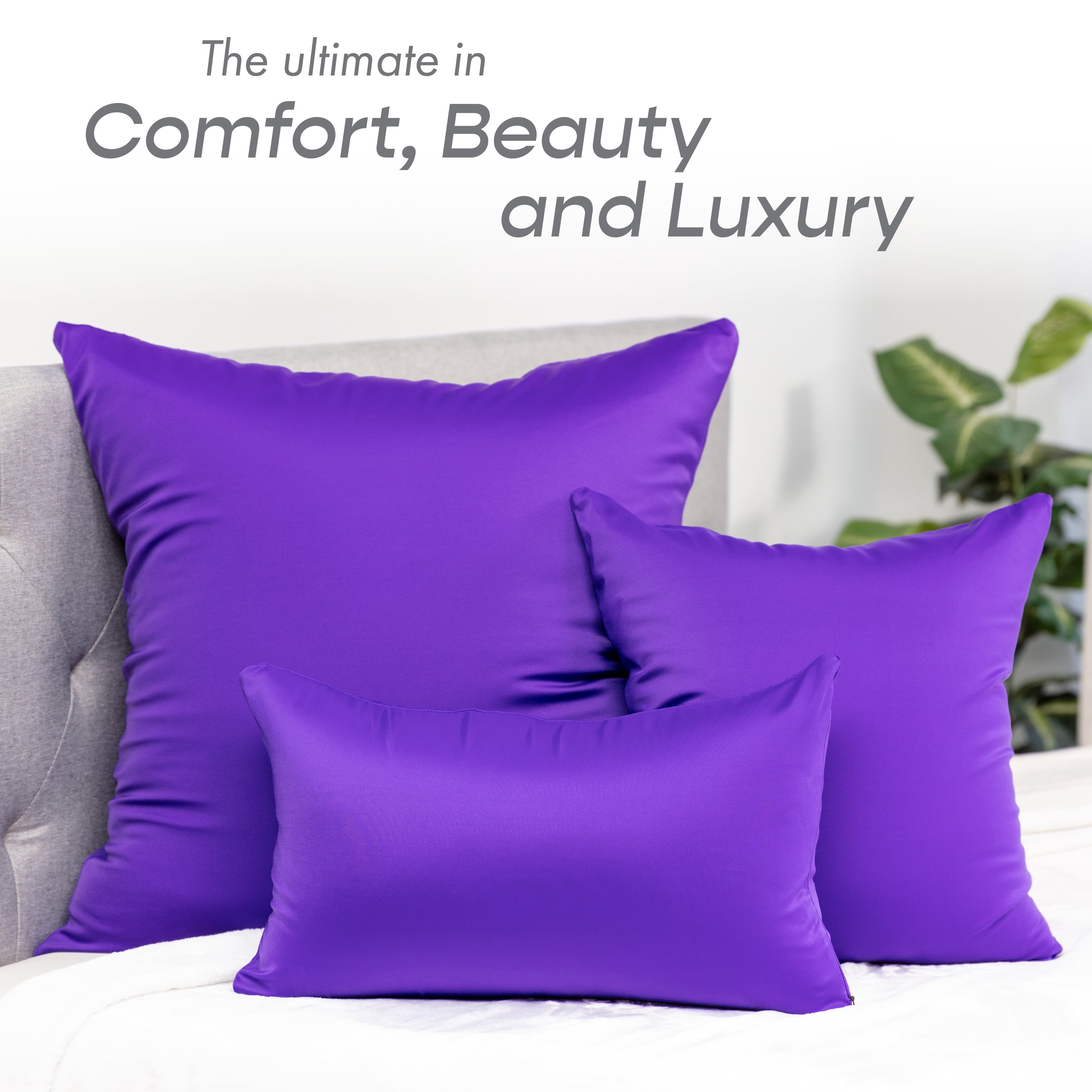20" x 20" Throw Pillow – Dark Lavendar: 1 PCS Luxurious Premium Microbead Pillow With 85/15 Nylon/Spandex Fabric. Forever Fluffy, Outstanding Beauty & Support. Silky, Soft & Beyond Comfortable