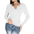 thumbnail image 1 of Timegard Women Long Sleeve Shirts Built-In Shelf Bra Tops Fall V Neck Long Sleeve Slim Comfy Tee Blouse, 1 of 9