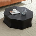 thumbnail image 3 of Black Petal Coffee Table With Fiberglass Surface And Birch Wood Grain Veneer For Living Room Decor, 3 of 8