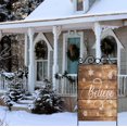 thumbnail image 5 of Merry Christmas Believe House flag 28x40 Inch Rustic Wood Snowflake Winter Holiday Outside Decorations Burlap Yard Flags Double Sided, 5 of 6