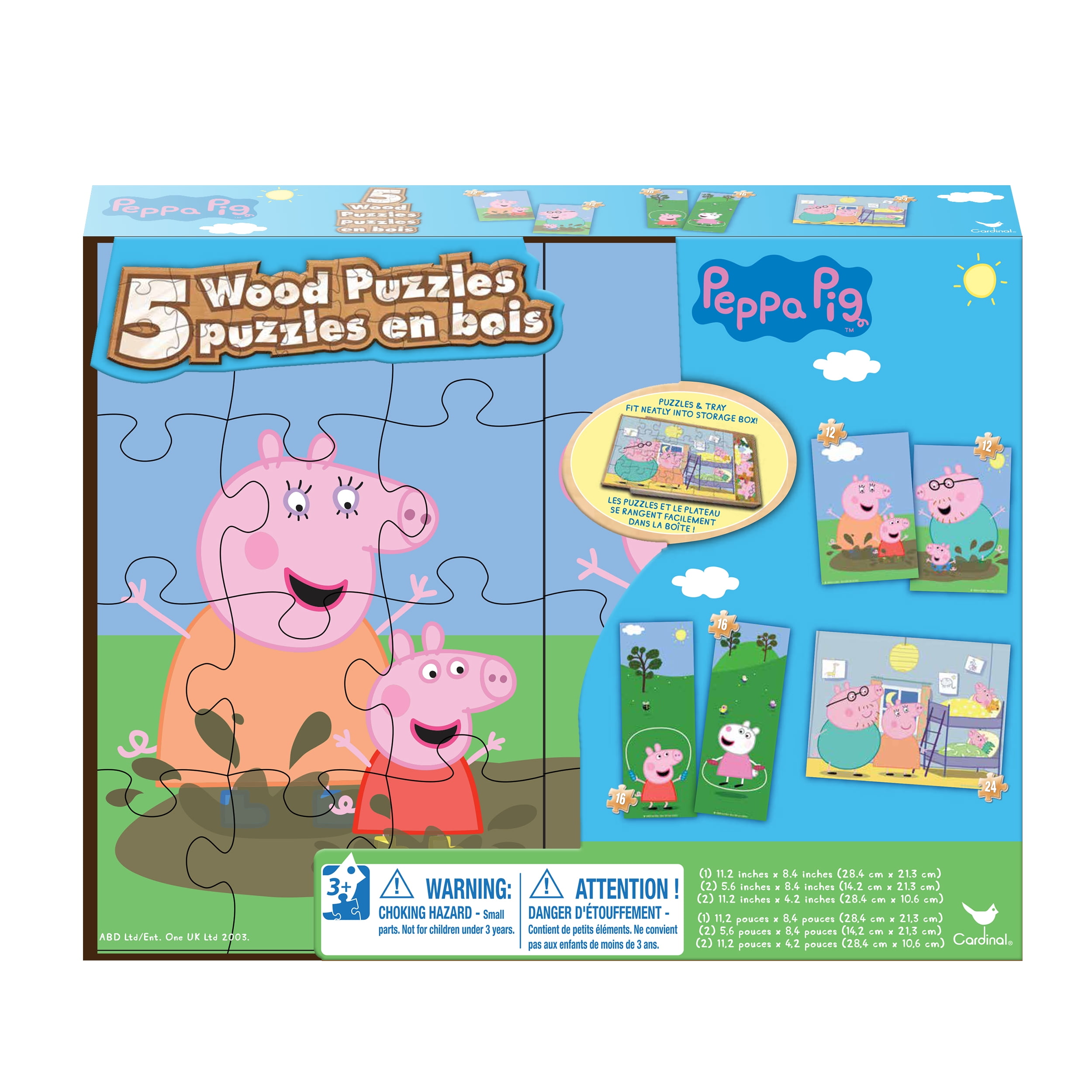 Details about   Peppa Pig 5 Wood Puzzles With Tray/Storage New 