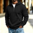 thumbnail image 2 of Men Quarter Zip Hoodie Sevevn Long Sleeve Fleece Pullover Sweatshirt With Front Kangaroo Pocket Loose Fit Casual Hooded Top For Daily Outdoor Use, 2 of 9
