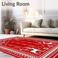 thumbnail image 2 of ODIKA 6'x9' Machine Washable Non-Slip Area Rug, Nordic Yuletide Celebration Decorative Seasonal Hearth Accent High Traffic Rug, Red, 623244, 2 of 7