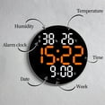thumbnail image 4 of Abbracc 10 inch Wall Clock Time Week Date Temperature Humidity Display Round Digital LED Orange, 4 of 9