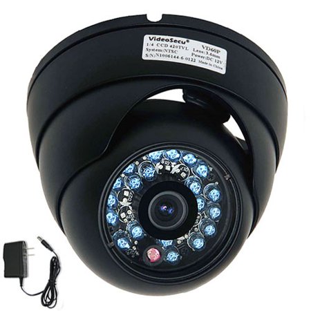 VideoSecu IR Night Vision Outdoor Vandal proof CCD CCTV Security Camera 3.6mm Wide View Angle Lens 480TVL with Power