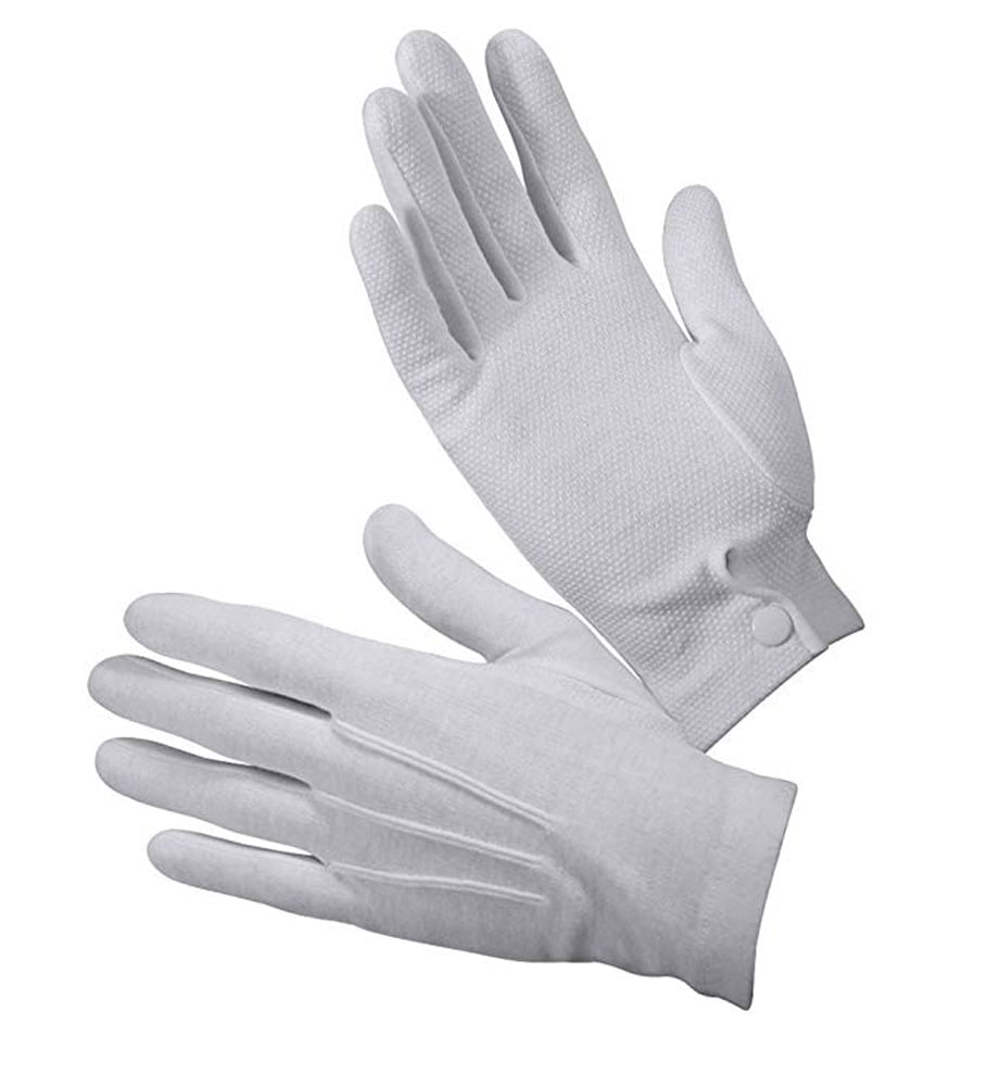 Cotton Parade Gloves with Snap Back Formal Tuxedo Honor Guard White