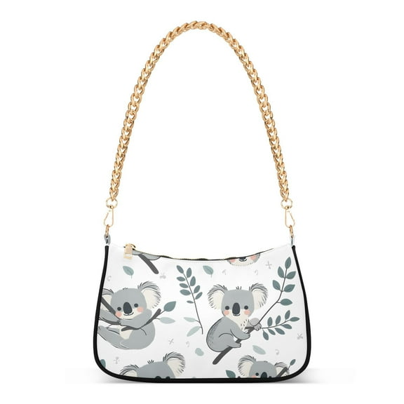 Koalas Leaves GreyWomen Small Shoulder Bag Crossbody Tote Hobo Bags Purse Clutch Handbags with Chain Strap for Women