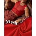 thumbnail image 3 of Men's Sexy Sheer Mesh Crop Top, Breathable See-Through Sleeveless Tank Top for Clubwear Music Festival Party, Men's Stylish Nightout Rave Vest Red XL, 3 of 7