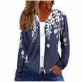thumbnail image 2 of uublik Shirts for Women for Leggings Long Sleeve Loose Fall Winter Zipper Hooded Top Cardigan Navy, 2 of 4