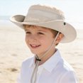 thumbnail image 2 of HCNTES Kids Wide Brims Sun Hat UPF50 Sun Protective Adjustable Cord Fisherman Hat for Children Unisex Outdoor Beach Hiking (Beige,One Size), 2 of 8