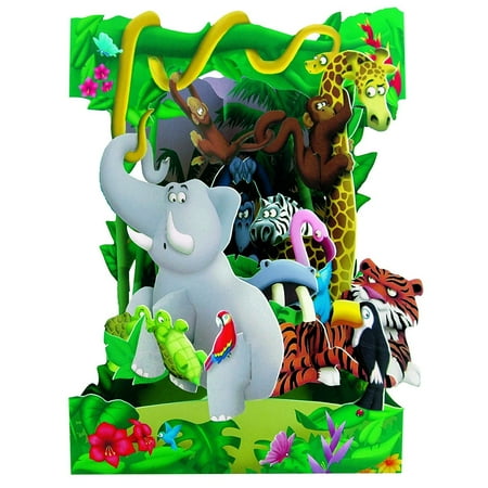 Santoro Interactive 3D Swing Greeting Card, Jungle Aminals