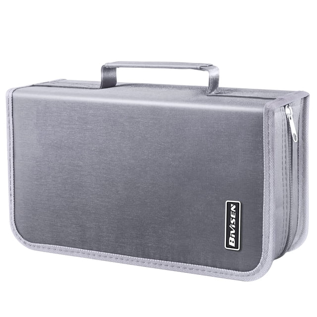Funda para CD/DVD Bivisen con capacidad para 128 unidades, color plateado