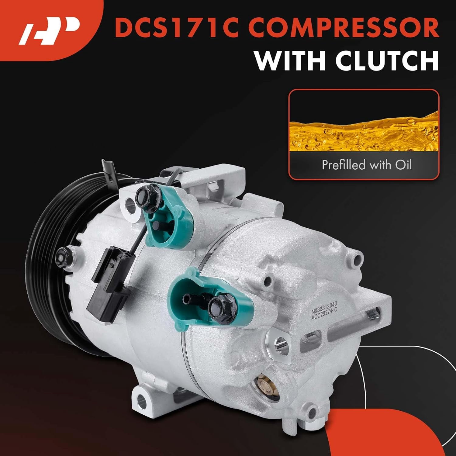 A-Premium Air Conditioner AC Compressor with Clutch Compatible with Kia Forte 2014-2018 1.8L 2.0L, Forte 2017-2018 2.0L, Forte Koup 2014-2017 2.0L, Forte5 2014-2018 2.0L & Hyundai Elantra GT 2013-2017