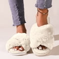 thumbnail image 2 of Winter Slippers for Women Memory Foam Open Toe Fluffy Shoes Fuzzy Indoor And Outdoor Slip On Soft Sole Home Slippers, 2 of 9