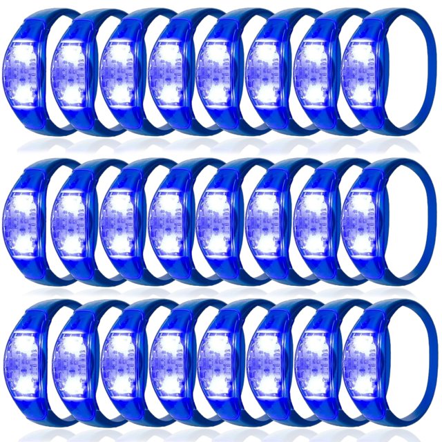 Pulseras LED luminosas Dhseinat activadas por sonido, 24 unidades, azules