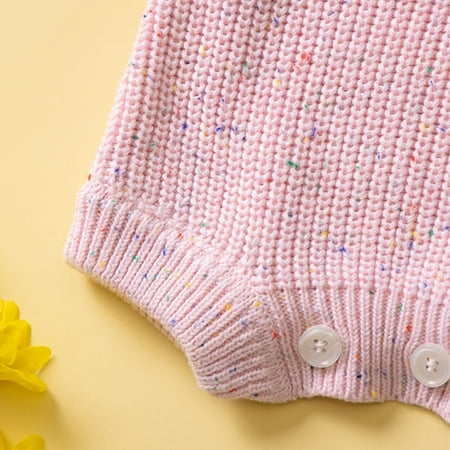 

Aayomet Baby Bodysuit Jumpsuit For Baby Boy Baby Girl Sweater Romper Ruffle Long Sleeve Knitted Jumpsuits Striped Print Sweatshirt Headband Fall Clothes Pink 0-6 Months