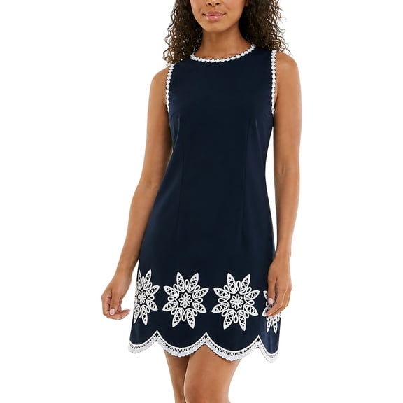 Nanette Lepore Women's Sleeveless Poplin Dress with Embroidery, Sizes XS-XXXL
