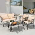 thumbnail image 1 of Costway 4PCS Patio Furniture Set Cushioned Sofa Loveseat Armrest Table Garden, 1 of 8