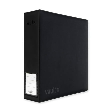 Vault X Trading Card 3 Ring Binder Fits 9 Pocket Pages 900 Cards Exo-Tec Material Easy Open D-Ring Clip Folder For Collectible Card Games Sports Tcg (Black/Electric Green Large)