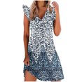 thumbnail image 2 of Baikeli Robes d'Été Pas Chères pour Femmes 2024 Mode Femmes Décontractées à Col en V Robes Imprimées d'Été Robe Sans Manches à Enfiler Robes pour Femmes, 2 of 5