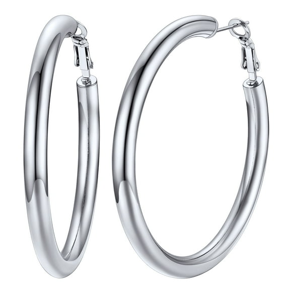 U7 Small 30mm Black Tube Hoop Earrings Women Girls with Sterling Silver Post