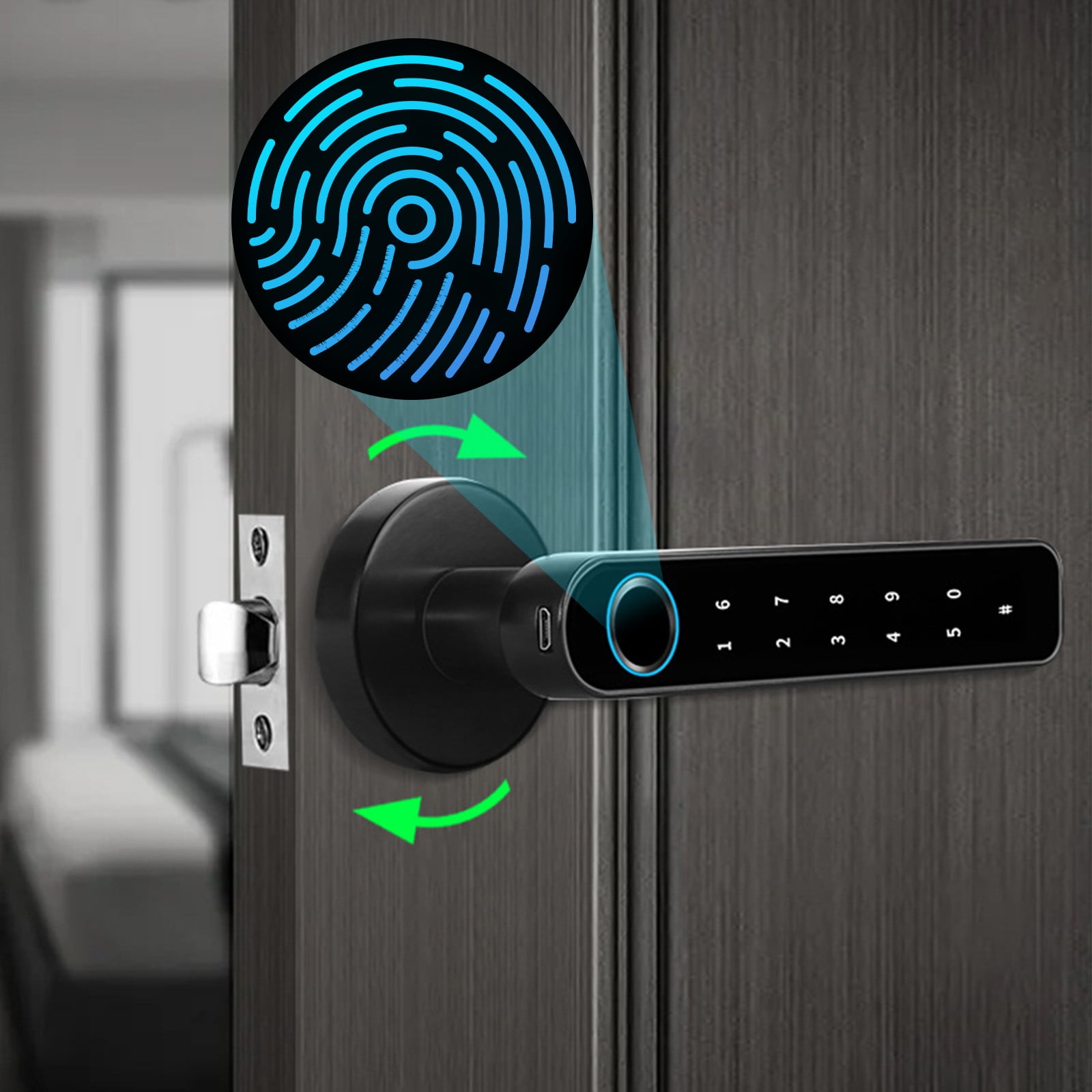 loopsun 3 In 1 Smart Door Lock, Keyless Fingerprint,Password Lock,Easy  Install, Keyless Entry Front Door Lock With Fingerprint,Great For Home