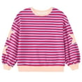 thumbnail image 4 of gcong Girls Long Sleeve Shirts, Girls Striped Sweatshirt Loose Pullover Crew Neck Colorblocked Sweater Y2K Trendy Tops Preppy Clothes Hot Pink, 4 of 4