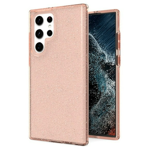 Full Glitter Hybrid Protective Case for Samsung Galaxy S22 Ultra 5G - Rose Gold