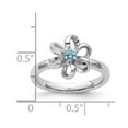 thumbnail image 2 of 925 Sterling Silver Prong set Stackable Polished Blue Topaz Flower Ring Size 10 Stackable Ring for Women, 2 of 2