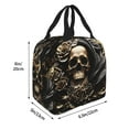 thumbnail image 4 of Kdxio Gold Rose Skull Print Insulated Lunch Bag,Reusable Tote Lunch Box for Women Men,Leakproof Cooler Lunch Bags for Work Office Travel Picnic, 4 of 6
