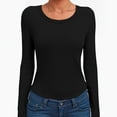 thumbnail image 6 of felwors Women's Long Sleeve Stretch Ribbed Crewneck T-Shirt - Fitted Casual Basic Top for Business & Daily Wear Black, XL, 6 of 6