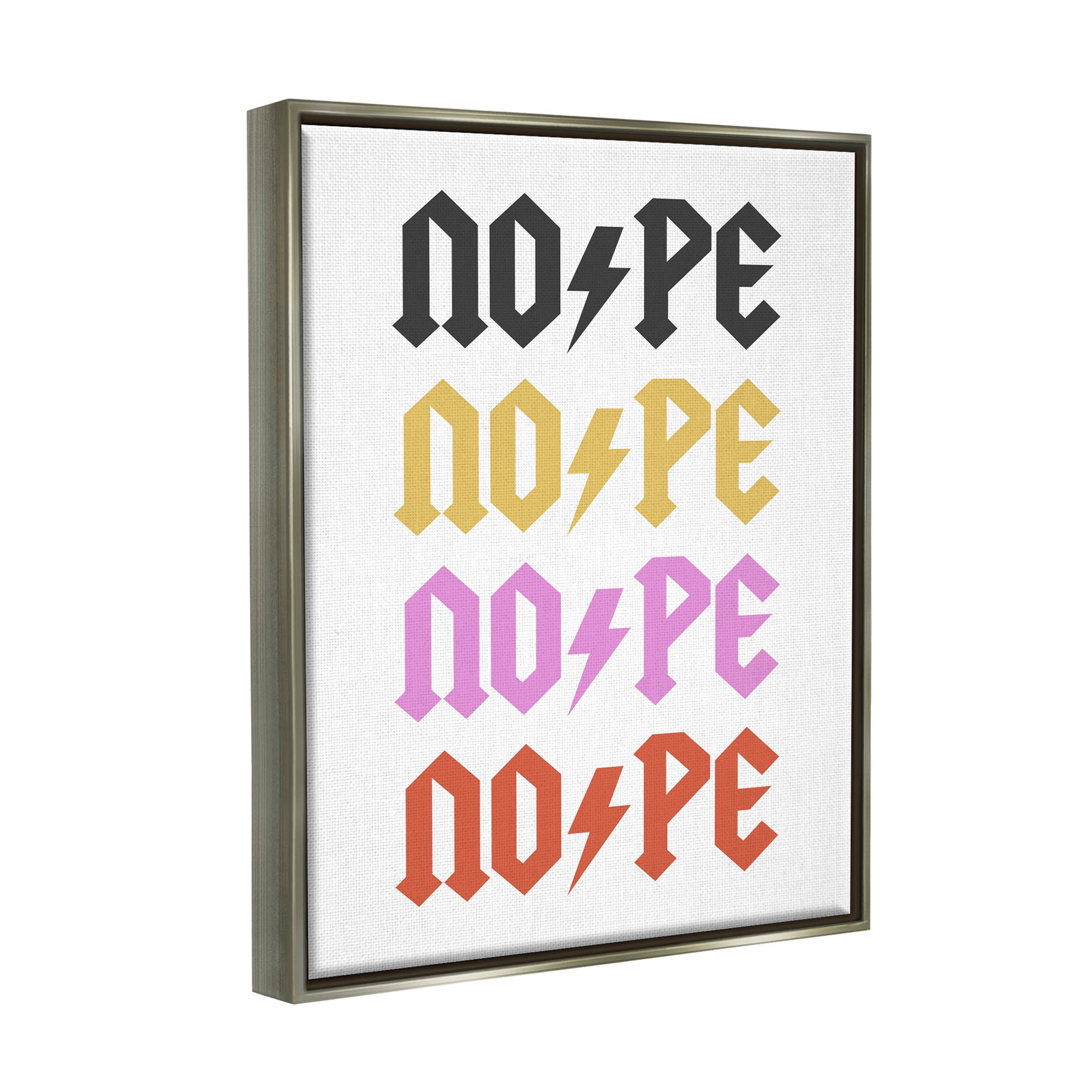 Nope Thunder Bold Symbol Phrase Typography Graphic Art Luster Gray Framed Art Print Wall Art