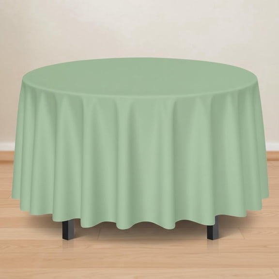 Sage Green Tablecloth Round Plastic Table Cover Waterproof Disposable for Wedding Birthday Party Picnic Circle Tablecloth