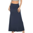 thumbnail image 3 of VUPSGEZ Skater Skirt Features Elastic Waist Band Ladies Solid Color Low Waist Elastic Waist Casual Package Hip A Line Long Skirt Women’S Pleated Maxi Skirt(Navy blue,XL), 3 of 3