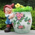 thumbnail image 1 of SINTECHNO Cute Gnome Hugs Green Flower Pot Planter, 1 of 1