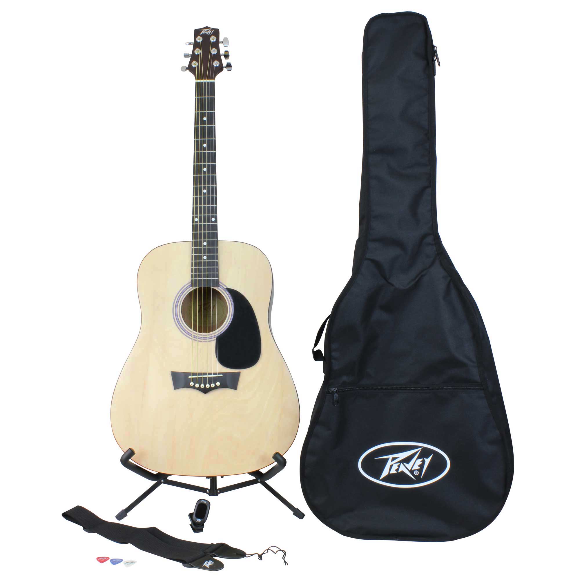 Peavey Acoustic Guitar Rockmaster Pack with Bag, Stand, Tuner, Picks