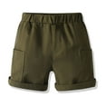 thumbnail image 2 of CYRBOKO Boys Casual Shorts, Breathable Elastic Waist Summer Comfy Shorts with Pockets Army Green Size 9-10 T, 2 of 7
