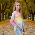 thumbnail image 4 of XADYUY Girls Long Sleeve T Shirts Size 6-7 Crewneck Winter Tee for Girls Trendy Basic Top for Girls Cotton Tie Dye Girls Blouses 11-12 Years,Watermelon Red, 4 of 6